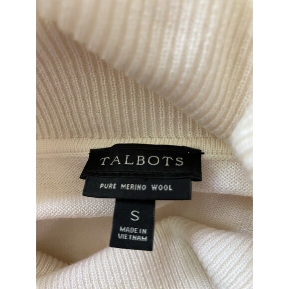 Talbots Merino Wool Cowl Neck Sweater Size S Cream - Picture 4 of 5